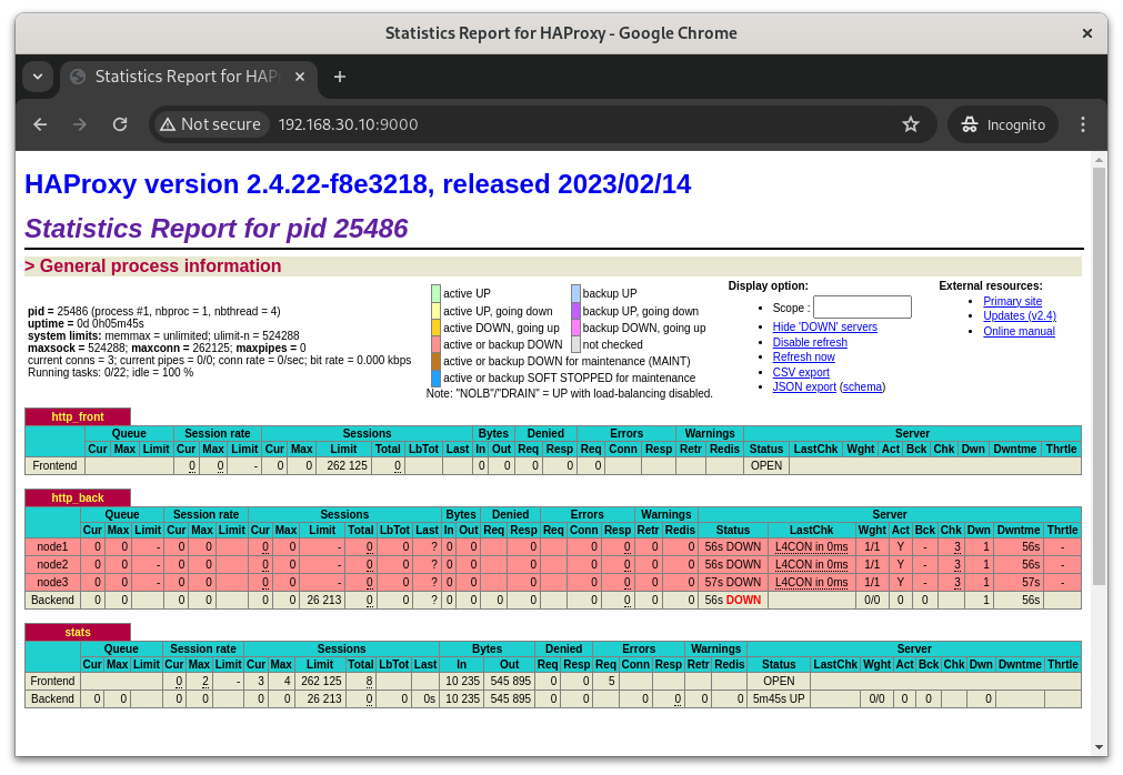 "HAProxy stats page showing all green."